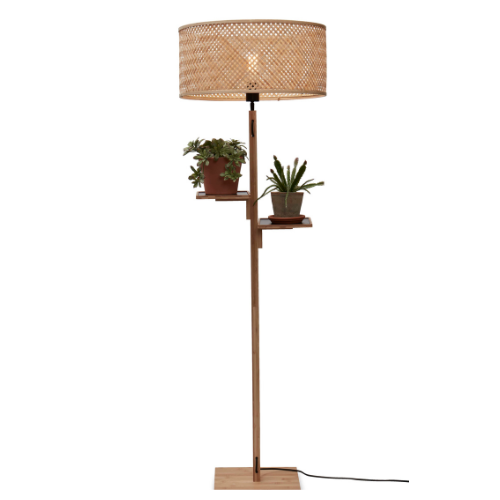 Good&Mojo Vloerlamp Java plank bamboe nat. h.158cm/kap dia.50xh.22cm. nat.